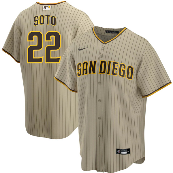 Personalized Men’s Juan Soto San Diego Padres Cool Base Stitched Tan Brown