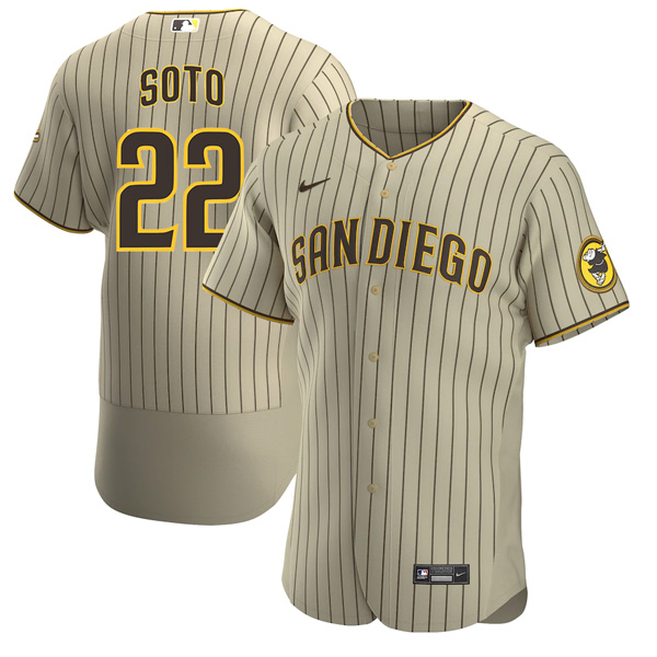 Personalized Men’s Juan Soto San Diego Padres Flex Base Stitched Tan Brown