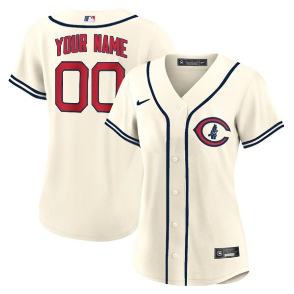 Personalized Women’s Chicago Cubs 2022 Field of Dreams Cream Stitched Jersey With Name