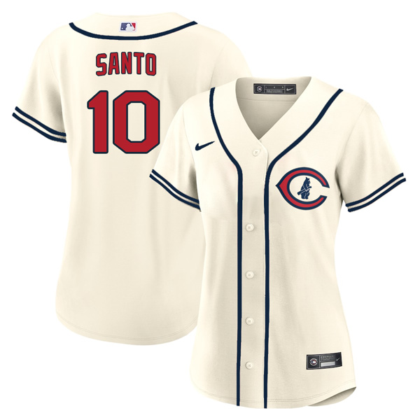 Personalized Women’s Chicago Cubs Ron Santo 2022 Field of Dreams Cream Stitched Jersey With Name