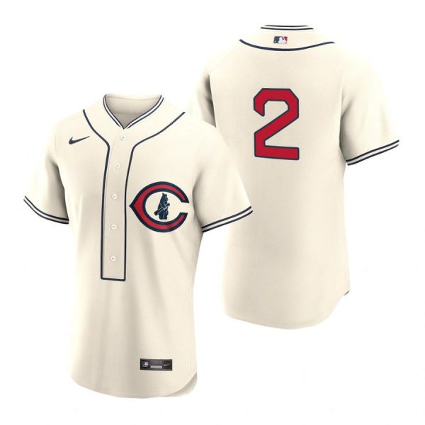 Personalized Men’s Flex Base Chicago Cubs Nico Hoerner 2022 Field of Dreams Cream Stitched Jersey