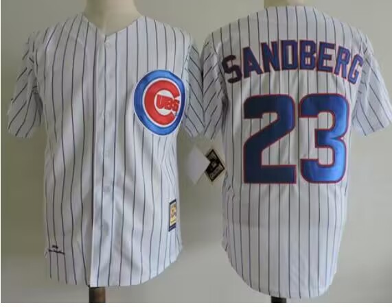 Personalized Mitchell And Ness 1990 Cubs #23 Ryne Sandberg White Throwback Stitched MLB Jersey