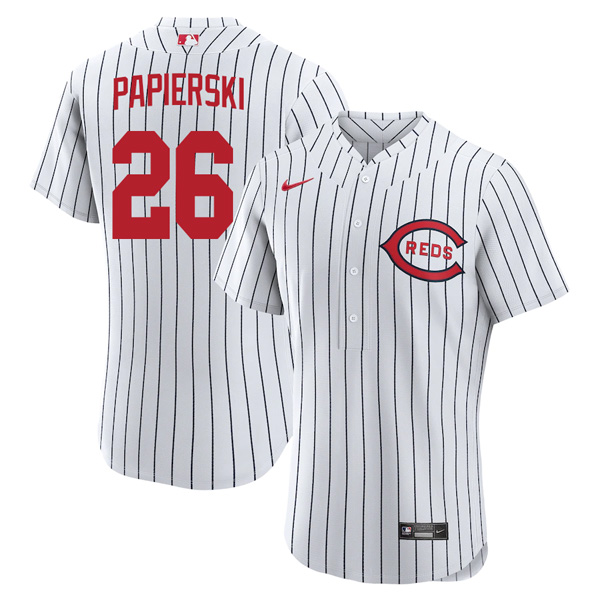 Personalized Men’s Flex Base Cincinnati Reds Michael John Papierski 2022 Field of Dreams White Stitched Jersey With Name
