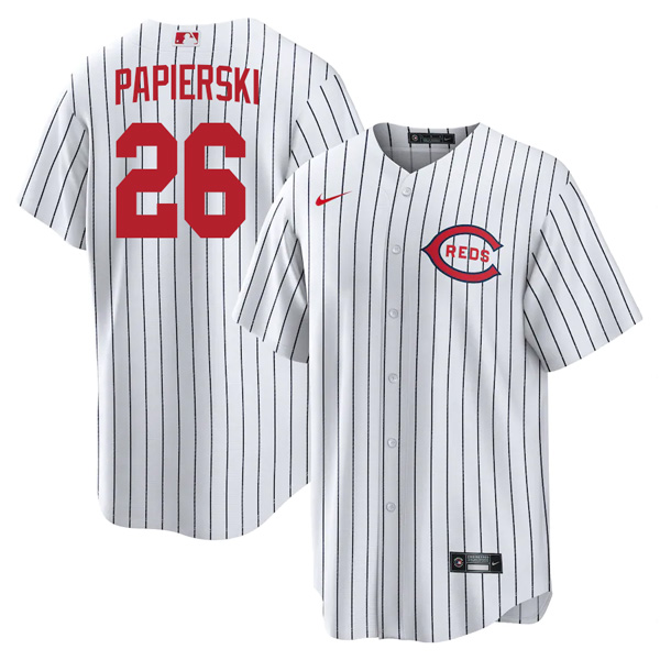 Personalized Men’s Cool Base Cincinnati Reds Michael John Papierski 2022 Field of Dreams White Stitched Jersey With Name