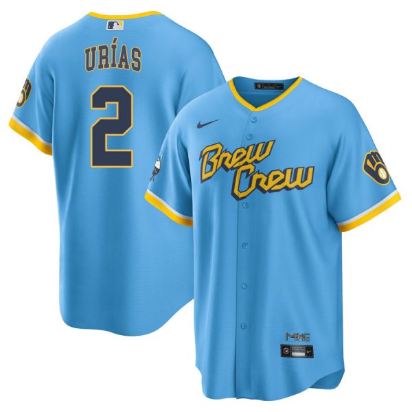 Personalized Youth Milwaukee Brewers Luis Urias Brew Crew City Connect Powder Blue Stitched Jersey