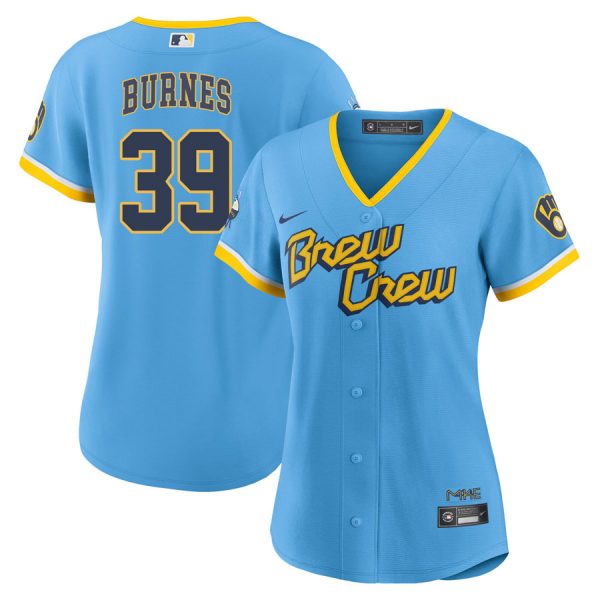 Personalized Women’s Milwaukee Brewers Corbin Burnes Brew Crew City Connect Powder Blue Stitched Jersey