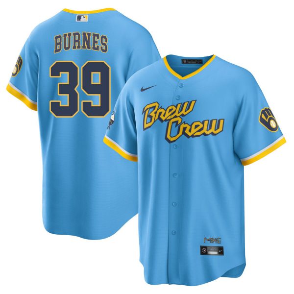 Personalized Men’s Cool Base Milwaukee Brewers Corbin Burnes Brew Crew City Connect Powder Blue Stitched Jersey