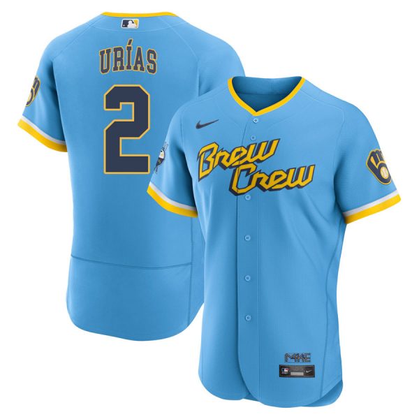 Personalized Men’s Flex Base Milwaukee Brewers Luis Urias Brew Crew City Connect Powder Blue Stitched Jersey
