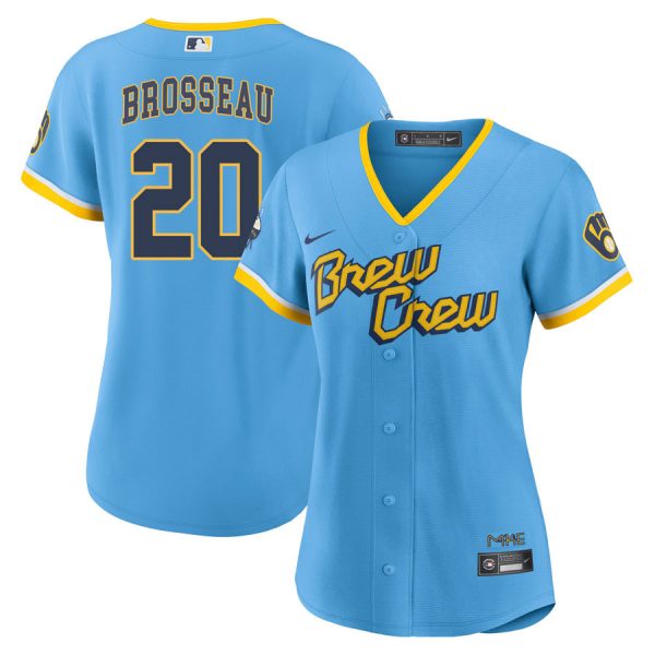Personalized Women’s Milwaukee Brewers Mike Brosseau Brew Crew City Connect Powder Blue Stitched Jersey