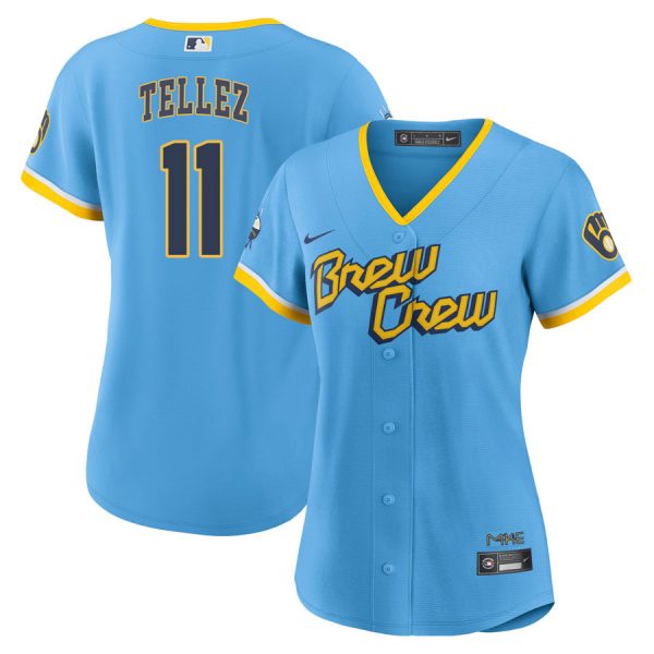 Personalized Women’s Milwaukee Brewers Rowdy Tellez Brew Crew City Connect Powder Blue Stitched Jersey