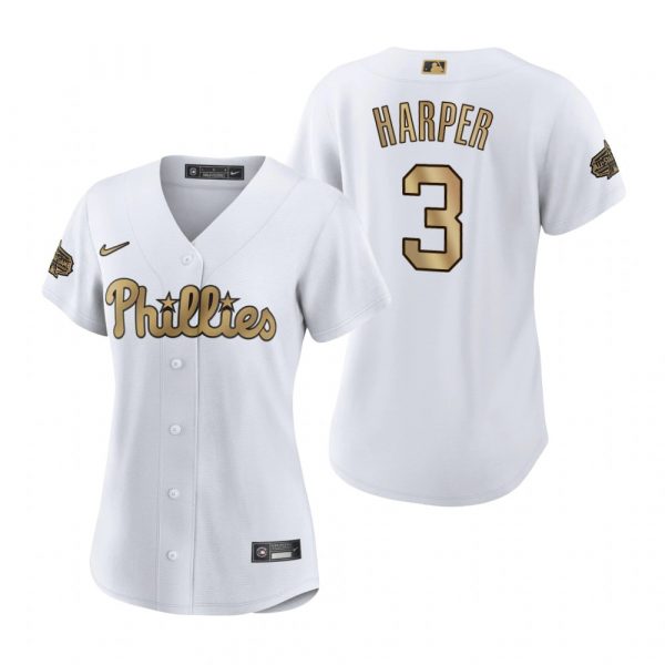 Personalized Women’s Bryce Harper Philadelphia Phillies 2022 MLB All-Star Game White Stitched Jersey