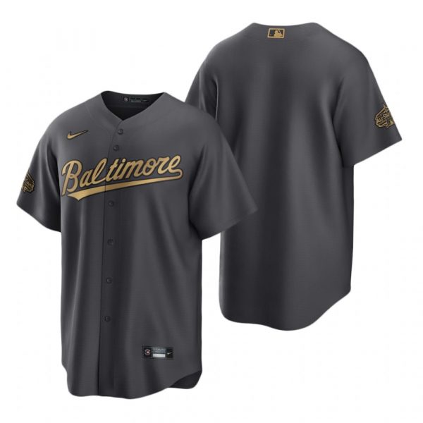 Personalized Men’s Cool Base Baltimore Orioles 2022 MLB All-Star Game Charcoal Black Stitched Jersey