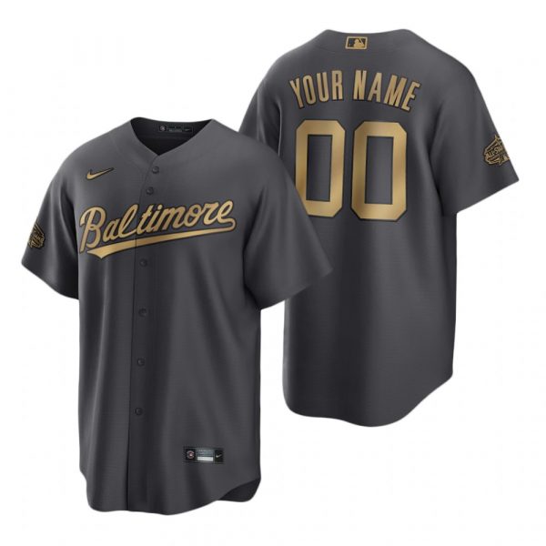 Personalized Men’s Cool Base Baltimore Orioles 2022 MLB All-Star Game Charcoal Black Stitched Jersey