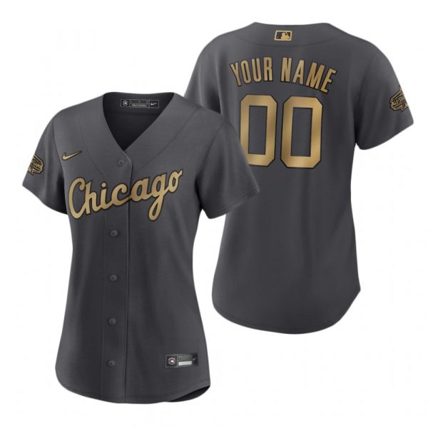 Personalized Women’s Chicago White Sox 2022 MLB All-Star Game Charcoal Black Stitched Jersey