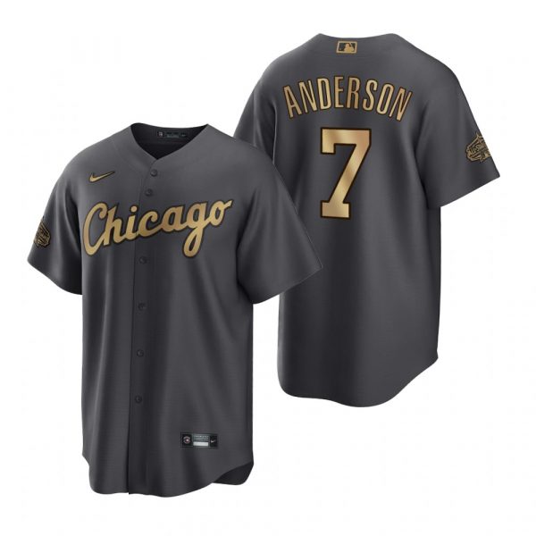 Personalized Men’s Cool Base Tim Anderson Chicago White Sox 2022 MLB All-Star Game Charcoal Black Stitched Jersey