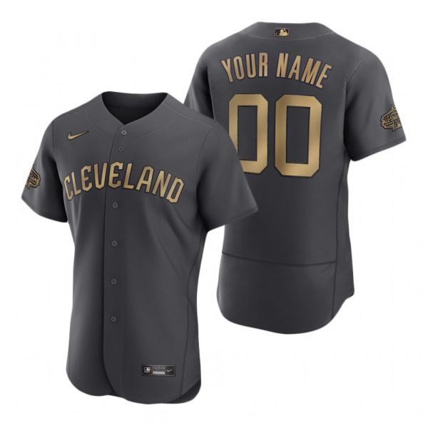 Personalized Men’s Flex Base Cleveland Guardians 2022 MLB All-Star Game Charcoal Black Stitched Jersey