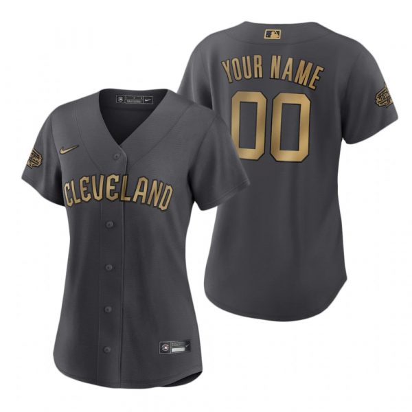 Personalized Women’s Cleveland Guardians 2022 MLB All-Star Game Charcoal Black Stitched Jersey