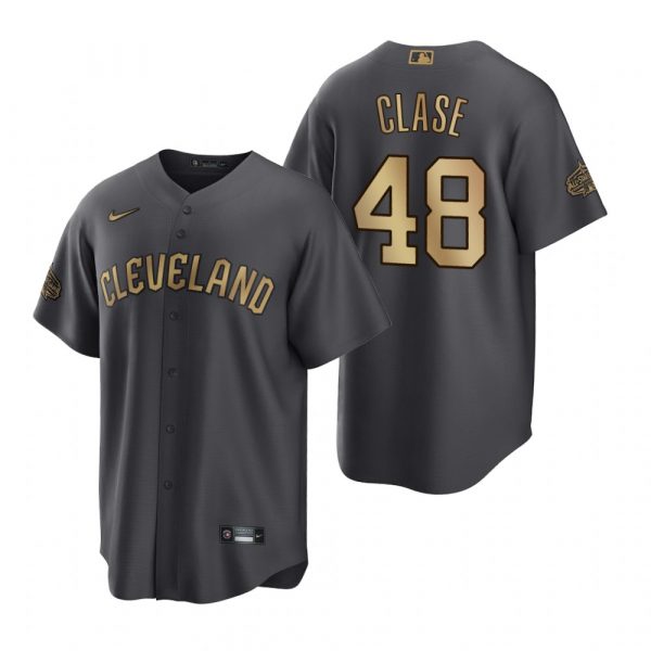 Personalized Men’s Cool Base Emmanuel Clase Cleveland Guardians 2022 MLB All-Star Game Charcoal Black Stitched Jersey