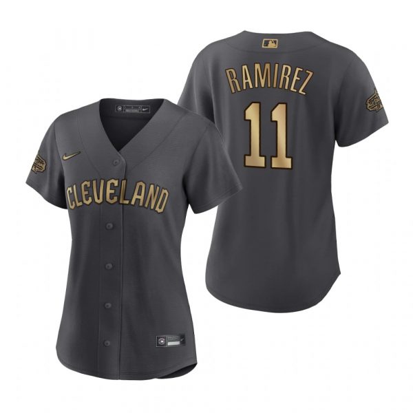 Personalized Women’s Jose Ramirez Cleveland Guardians 2022 MLB All-Star Game Charcoal Black Stitched Jersey