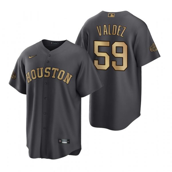 Personalized Men’s Cool Base Framber Valdez Houston Astros 2022 MLB All-Star Game Charcoal Black Stitched Jersey