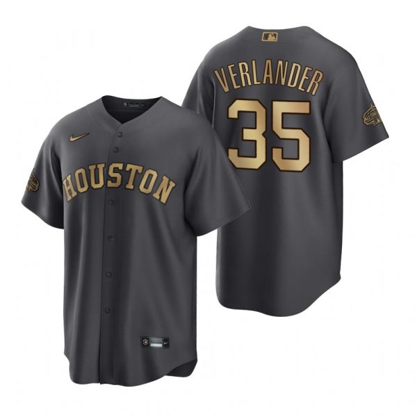 Personalized Men’s Cool Base Justin Verlander Houston Astros 2022 MLB All-Star Game Charcoal Black Stitched Jersey