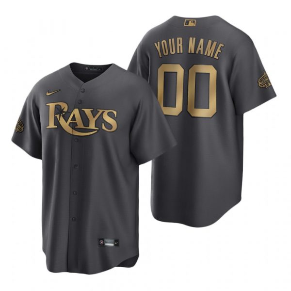 Personalized Men’s Cool Base Tampa Bay Rays 2022 MLB All-Star Game Charcoal Black Stitched Jersey