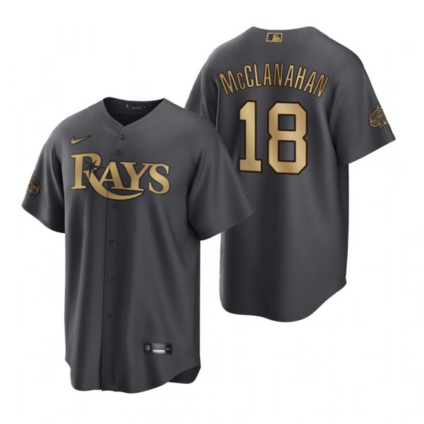 Personalized Men’s Cool Base Shane Mcclanahan Tampa Bay Rays 2022 MLB All-Star Game Charcoal Black Stitched Jersey
