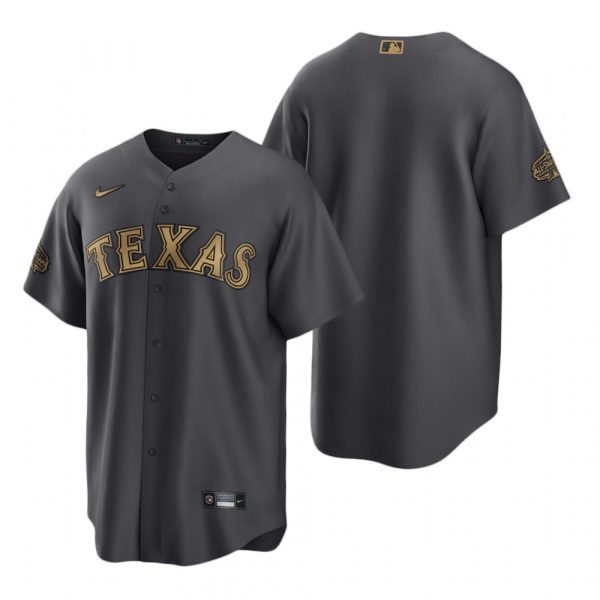 Personalized Men’s Cool Base Texas Rangers 2022 MLB All-Star Game Charcoal Black Stitched Jersey