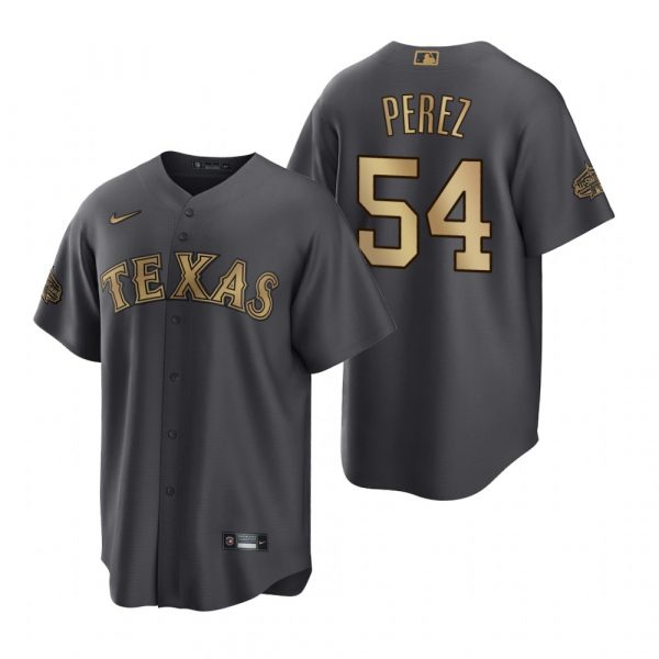 Personalized Men’s Cool Base Martin Perez Texas Rangers 2022 MLB All-Star Game Charcoal Black Stitched Jersey