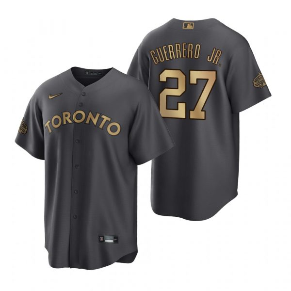 Personalized Men’s Cool Base Vladimir Guerrero Jr. Toronto Blue Jays 2022 MLB All-Star Game Charcoal Black Stitched Jersey