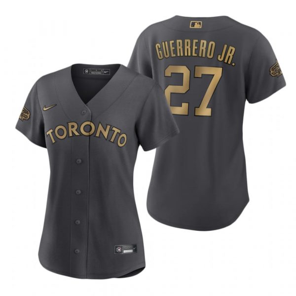 Personalized Women’s Vladimir Guerrero Jr. Toronto Blue Jays 2022 MLB All-Star Game Charcoal Black Stitched Jersey