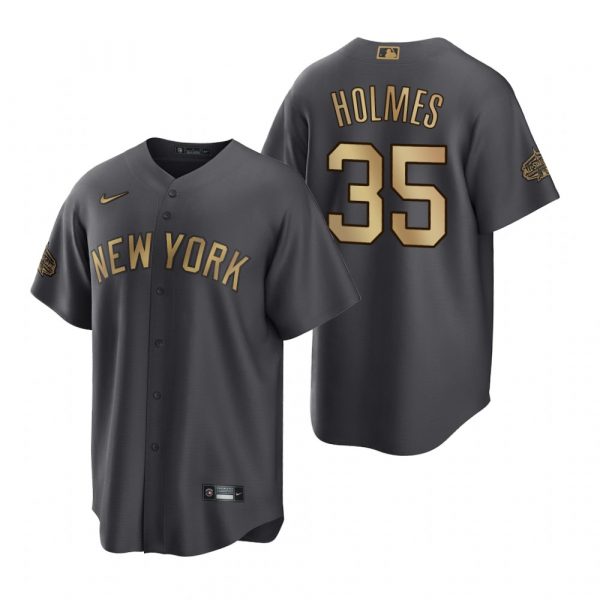 Personalized Men’s Cool Base Clay Holmes New York Yankees 2022 MLB All-Star Game Charcoal Black Stitched Jersey