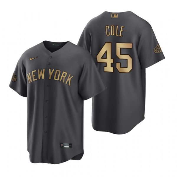 Personalized Men’s Cool Base Gerrit Cole New York Yankees 2022 MLB All-Star Game Charcoal Black Stitched Jersey