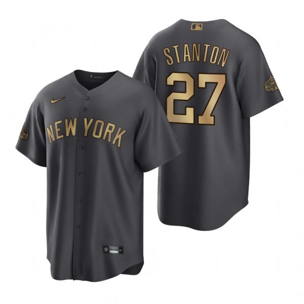 Personalized Men’s Cool Base Giancarlo Stanton New York Yankees 2022 MLB All-Star Game Charcoal Black Stitched Jersey