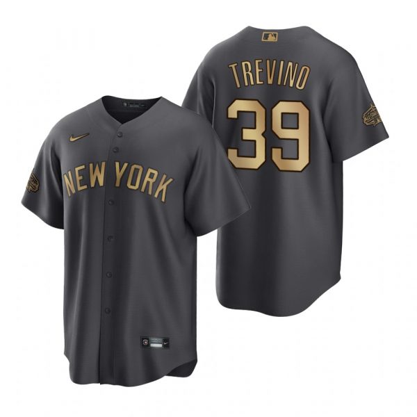 Personalized Men’s Cool Base Jose Trevino New York Yankees 2022 MLB All-Star Game Charcoal Black Stitched Jersey