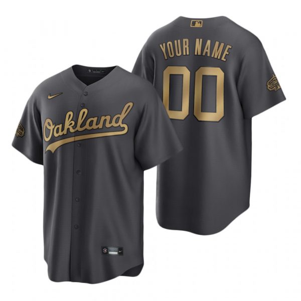 Personalized Men’s Cool Base Oakland Athletics 2022 MLB All-Star Game Charcoal Black Stitched Jersey