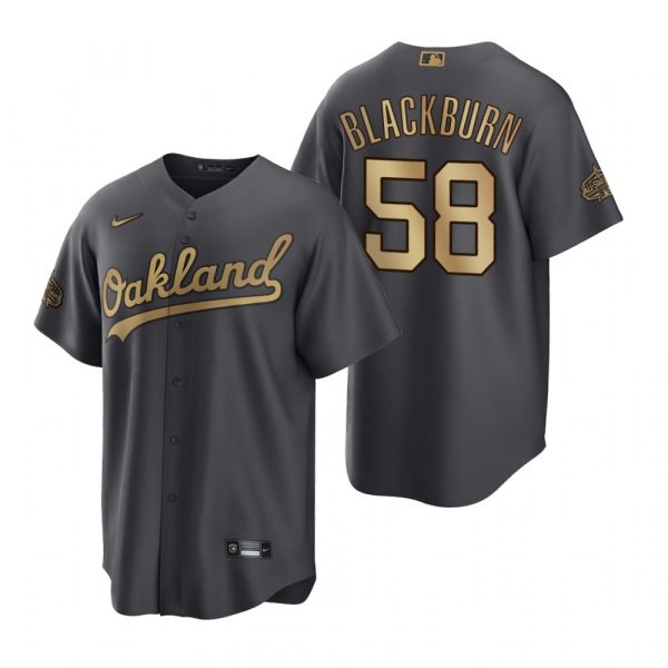 Personalized Men’s Cool Base Paul Blackburn Oakland Athletics 2022 MLB All-Star Game Charcoal Black Stitched Jersey