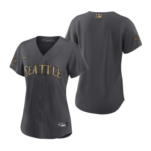 Personalized Women’s Seattle Mariners 2022 MLB All-Star Game Charcoal Black Stitched Jersey