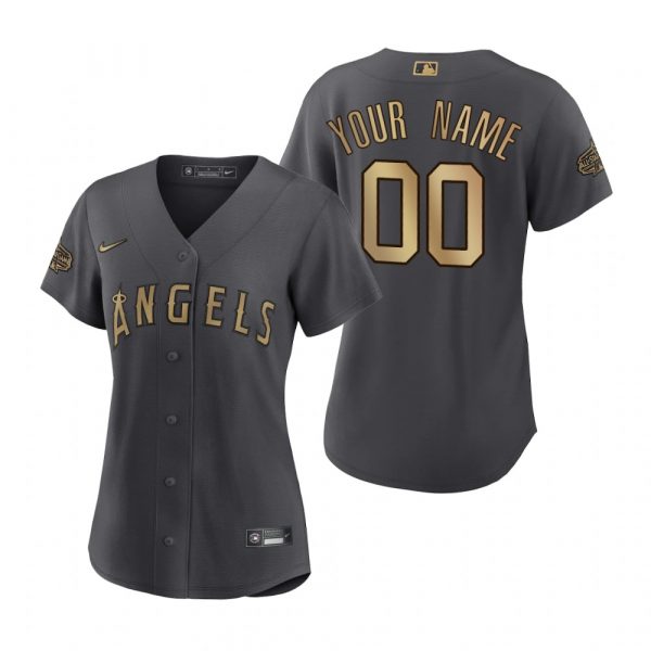 Personalized Women’s Los Angeles Angels 2022 MLB All-Star Game Charcoal Black Stitched Jersey