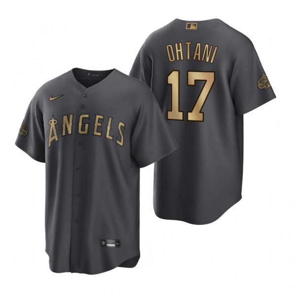 Personalized Men’s Cool Base Shohei Ohtani Los Angeles Angels 2022 MLB All-Star Game Charcoal Black Stitched Jersey