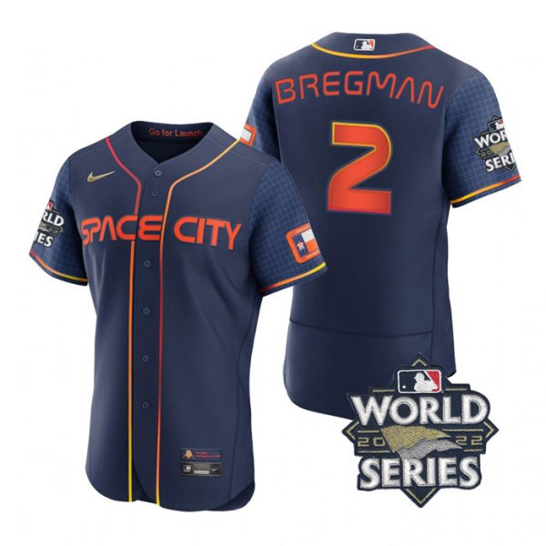Personalized Men’s Alex Bregman Houston Astros 2022 World Series Space City Connect Jersey Navy