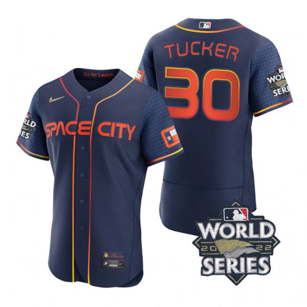 Personalized Men’s Kyle Tucker Houston Astros 2022 World Series Space City Connect Jersey Navy