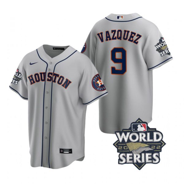 Personalized Men’s Houston Astros Christian Vazquez 2022 World Series Gray Road Stitched Jersey