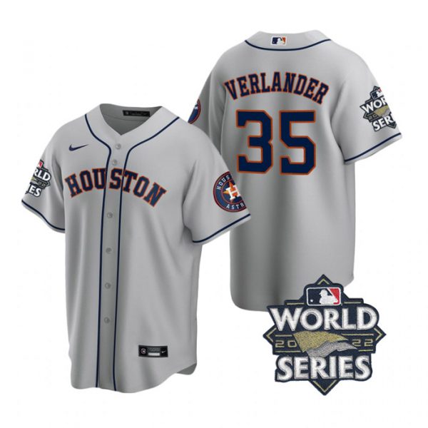 Personalized Men’s Houston Astros Justin Verlander 2022 World Series Gray Road Stitched Jersey