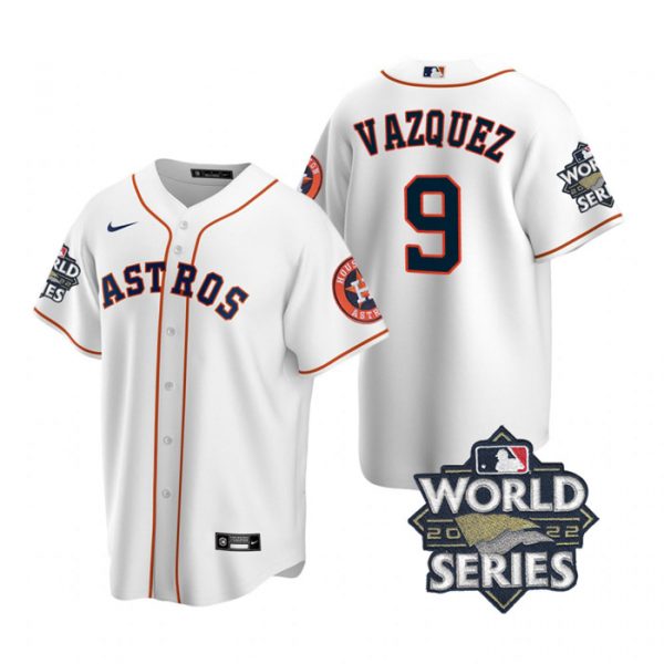 Personalized Men’s Houston Astros Christian Vazquez 2022 World Series White Home Stitched Jersey