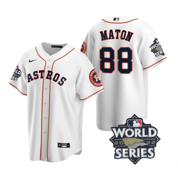 Personalized Men’s Houston Astros Phil Maton 2022 World Series White Home Stitched Jersey