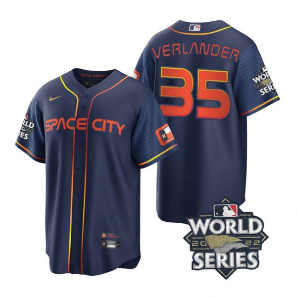 Personalized Men’s Houston Astros Justin Verlander 2022 World Series City Connect Navy Stitched Jersey