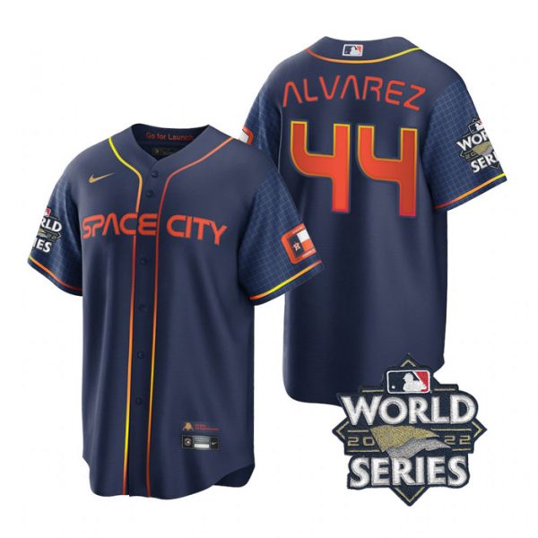 Personalized Men’s Houston Astros Yordan Alvarez 2022 World Series City Connect Navy Stitched Jersey