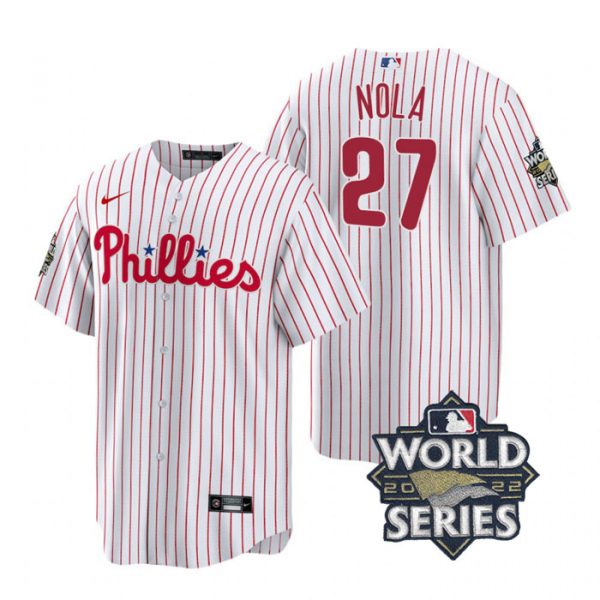Personalized Men’s Philadelphia Phillies Aaron Nola 2022 World Series White Stitched Jersey