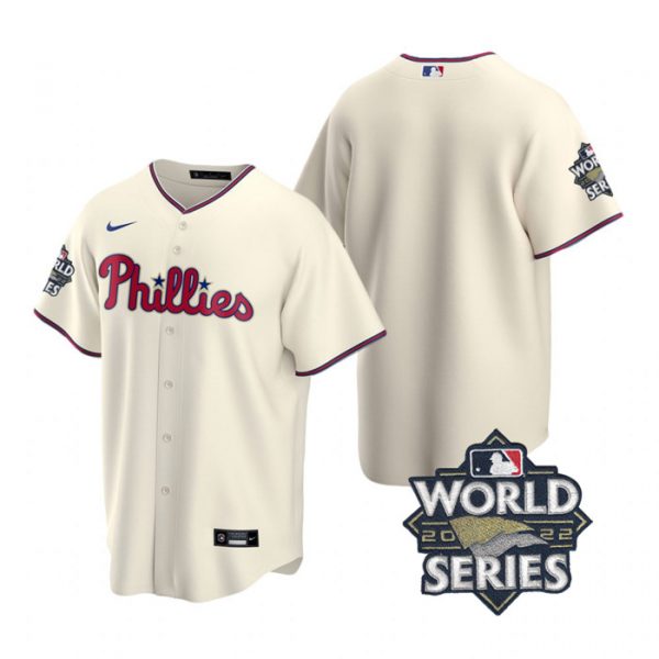 Personalized Men’s Philadelphia Phillies 2022 World Series Cream Stitched Jersey